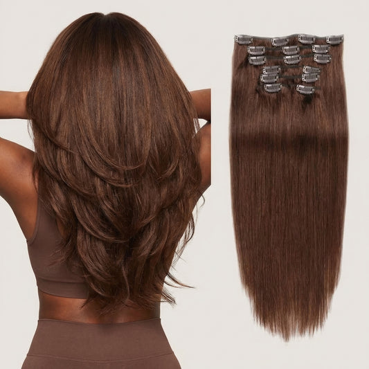 Extensions Cheveux à Clips Brun Chocolat