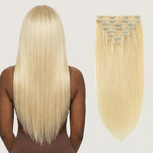 Extensions Cheveux à Clips Blond Platine